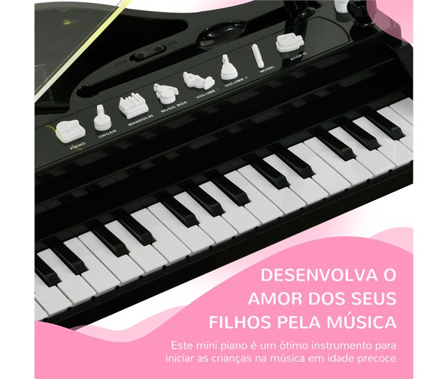 Piano para Crianças ABS, PP e Acrílico AIYAPLAY Preto