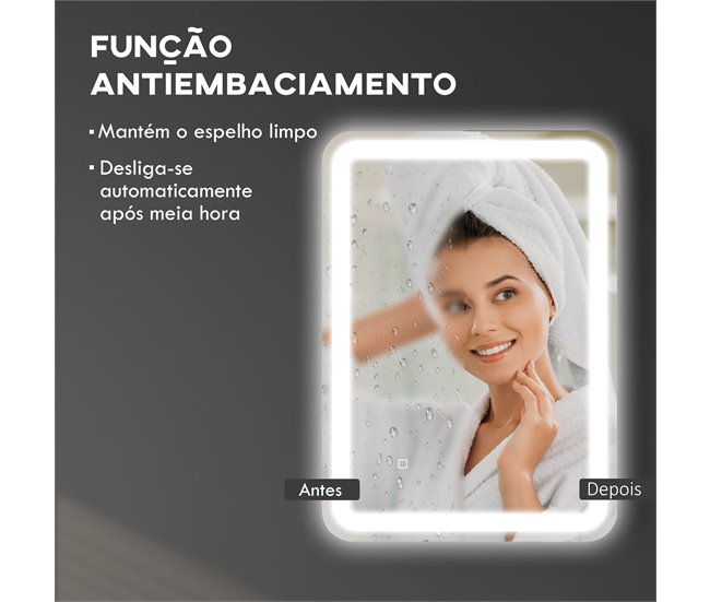 Espelho Casa de Banho Vidro Temperado HOMCOM Prata