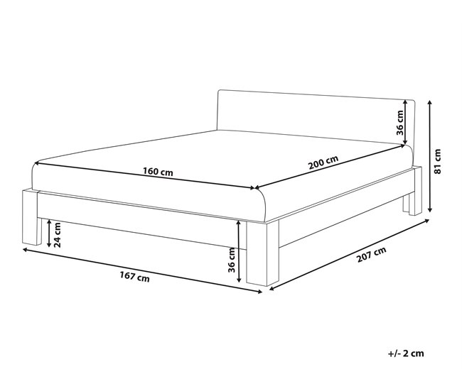 Beliani Cama com estrado Pinho ROYAN 167x207 Branco
