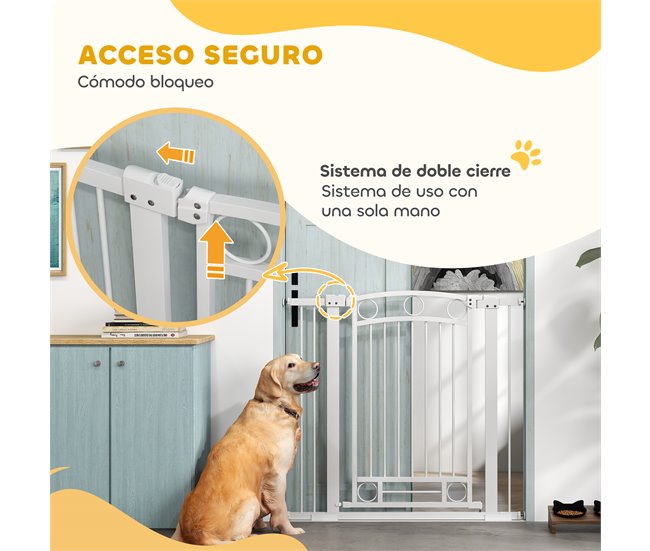 Barreira de Segurança Cães Aço e PA PawHut Branco