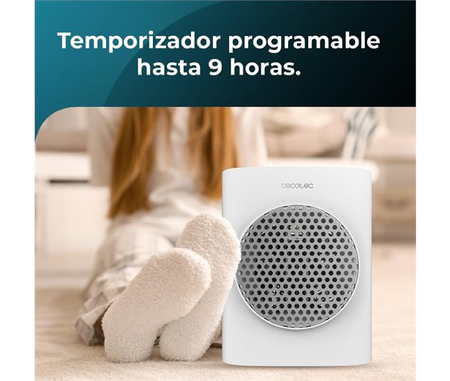 Cecotec Aquecedor cerâmico de mesa com 1500 W, função Oscilação, ecrã digital, termóstato ajustável e 3 modos de funcionamento. Branco