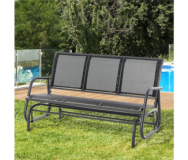 Banco de Balanço metal, tecido textilene Outsunny Preto