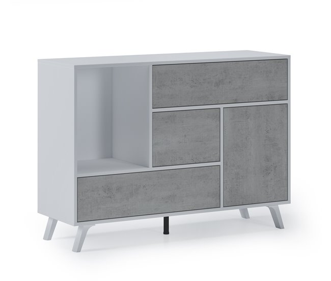  Aparador para sala de estar ou de jantar - 86 x 120 x 40 cm 120 Branco/cinza