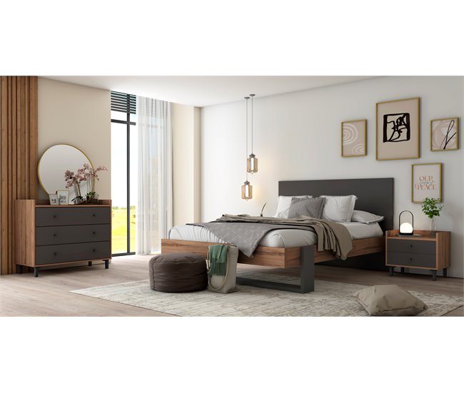Cômoda com 3 gavetas feitas de melamina MALTA Nogal