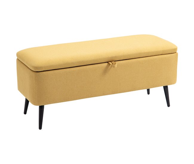 Banco de Armazenamento Poliéster, Espuma e Aço HOMCOM 101x38 Amarelo