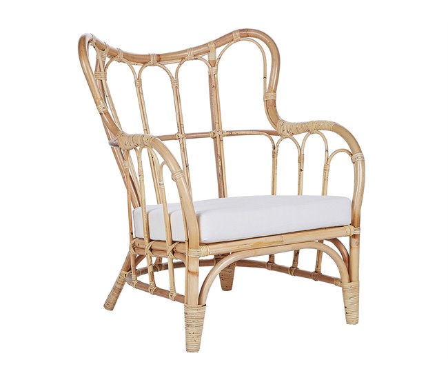 Beliani Conjunto lounge Rattan/vime BRINDISI Creme