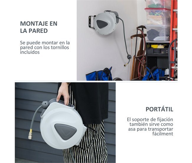 Carretel de Mangueira de Ar Comprimido PVC, PP DURHAND Cinza