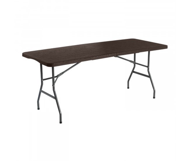 Mesa dobrável retangular efeito madeira O91 Castanho