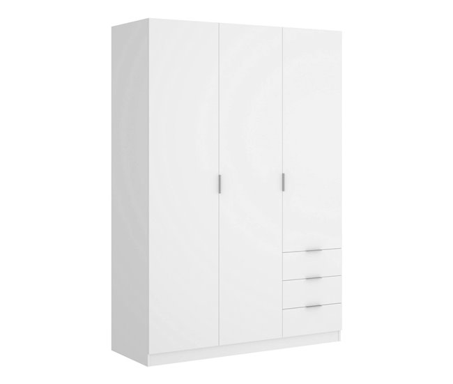 Armário de 3 portas com efeito madeira 121 Branco