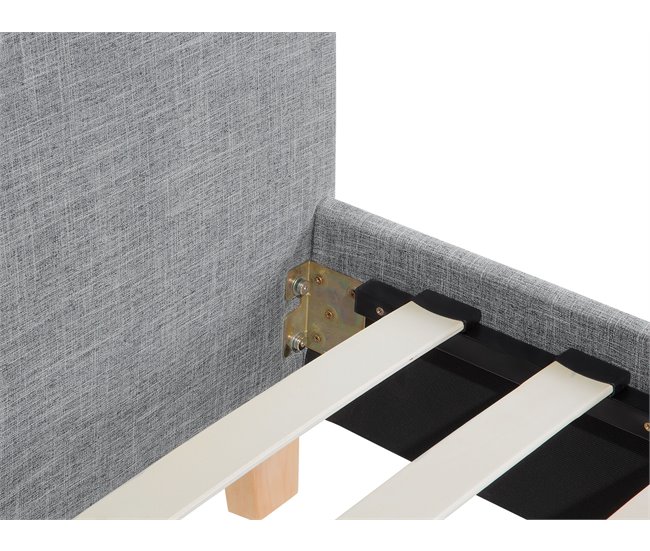 Beliani Cama com estrado Poliéster SENNEZ 175x216 Cinza Claro