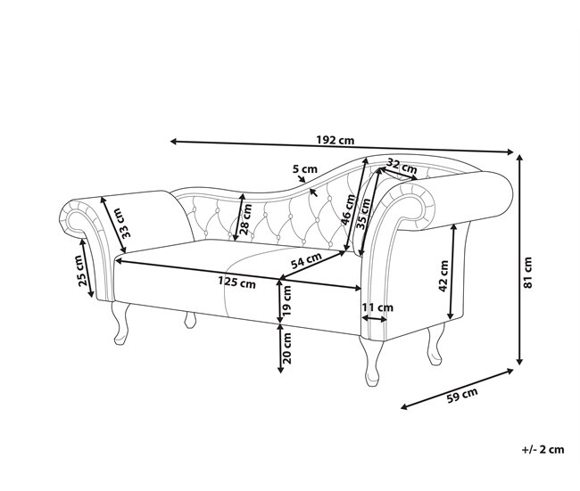 Beliani Chaise longue versão à direita Veludo LATTES Preto
