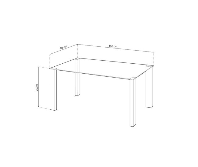  Mesa de jantar Valya 150x90 Transparente