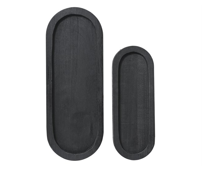 Conjunto de 2 tabuleiros decorativos SAMUL 15x40cm e 11x30cm Preto