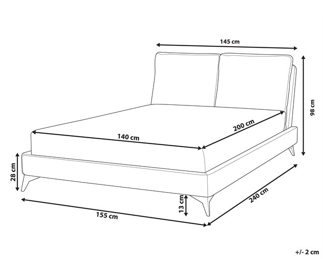 Beliani Cama com estrado Chenille MELLE 155x240 Bege