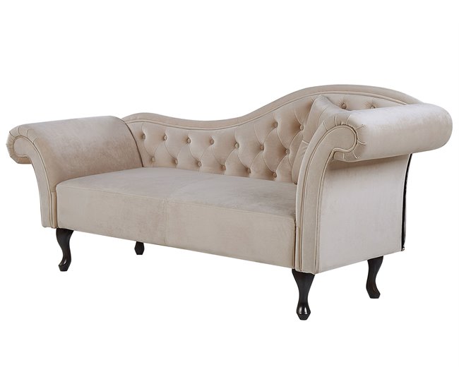 Beliani Chaise longue derecho Terciopelo LATTES Azul/ Verde