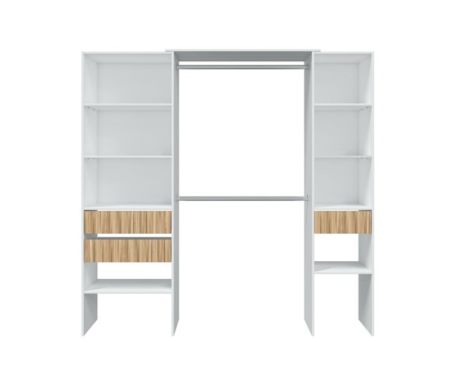 Guarda-roupa grande com efeito de madeira Branco
