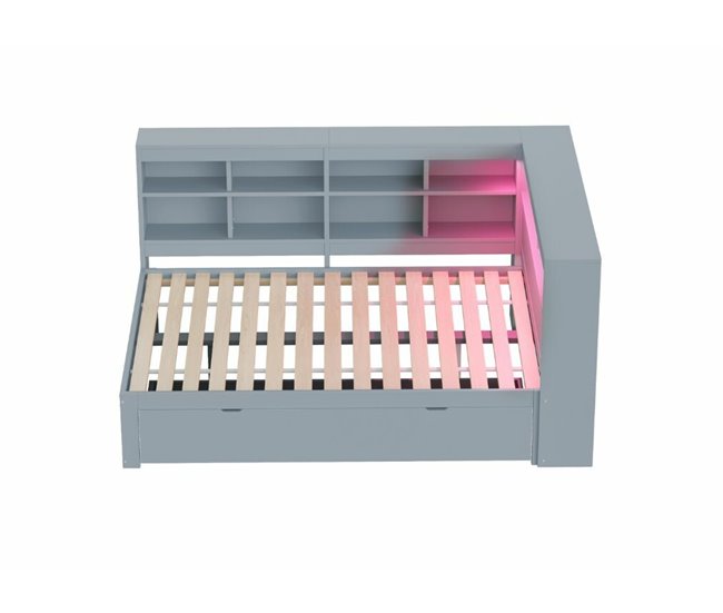 Sofá-cama de casal em madeira maciça com gavetas