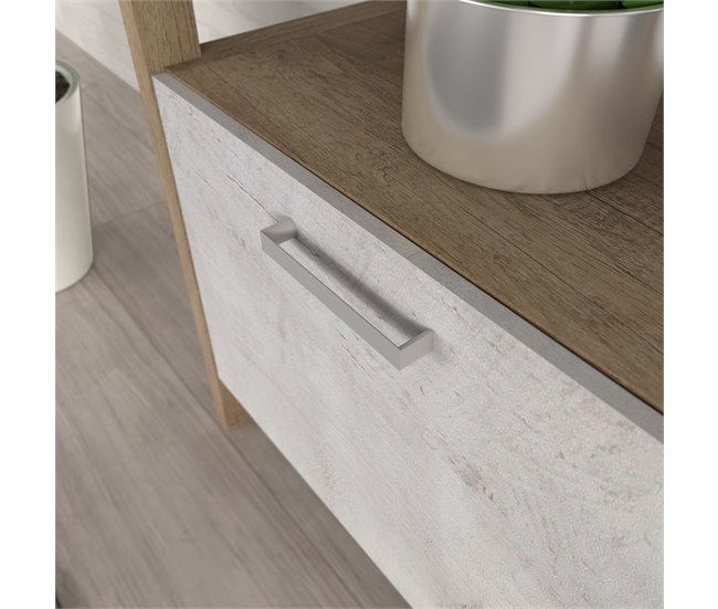 Estante VERONA com 4 aberturas branco e madeira Branco/ Madeira