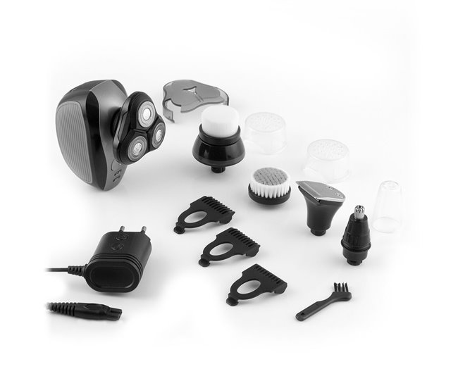 Máquina de Barbear Recarregável Ergonómica Multifunções 5 em 1 Preto