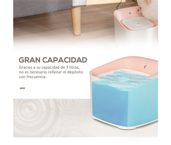 Fonte de Água para Gatos ABS PawHut Rosa