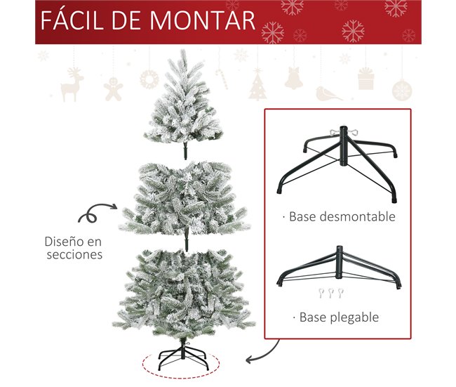 Árvore de Natal PVC, PE, Metal HOMCOM, casa - natal Multicor