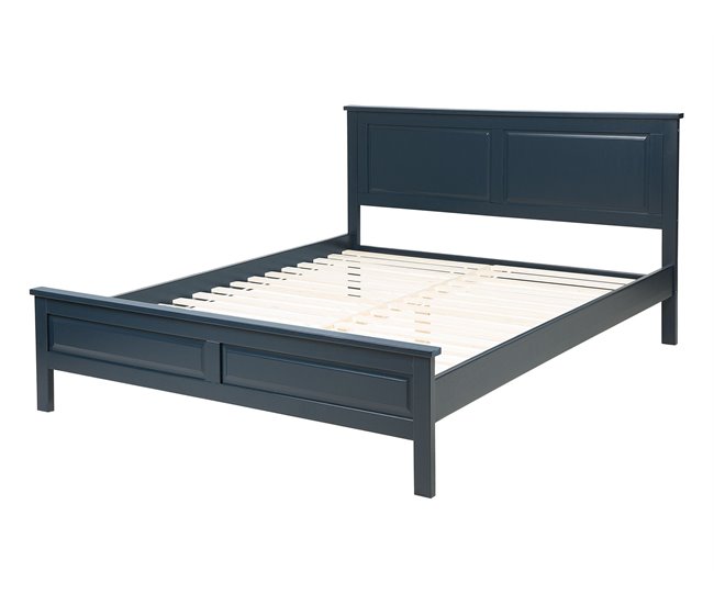 Beliani Cama com estrado Pinho OLIVET 148x208 Azul