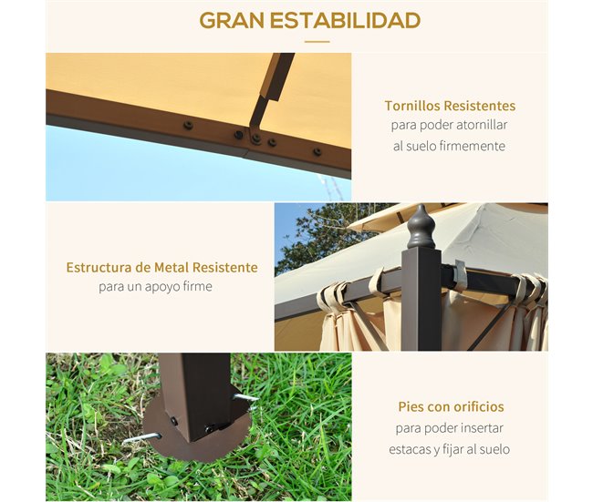 Pérgola de Exterior Metal, Poliéster Outsunny 300x300 Bege
