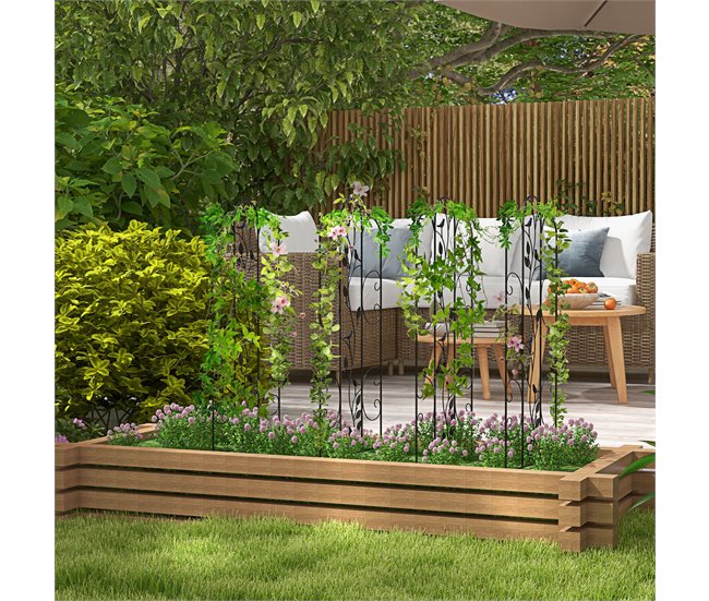 4 Treliças de Jardim aço Outsunny, varanda e jardim - jardinagem Preto