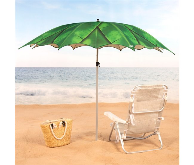 Aktive Guarda-sol de praia 8 varetas folhas Verde