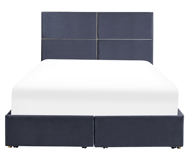Beliani Cama baú Veludo VERNOYES 148x214 Preto