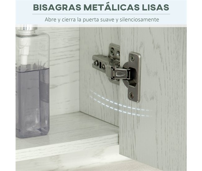 Armário Casa de Banho com Espelho MDF e Vidro kleankin Branco