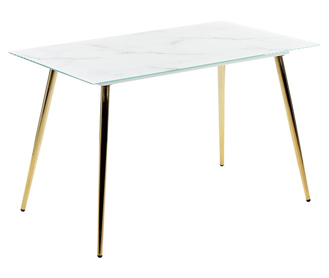 Beliani Mesa de jantar MULGA Branco/ Bege