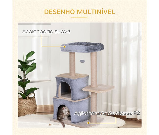Árvore Arranhador para Gatos Cinza