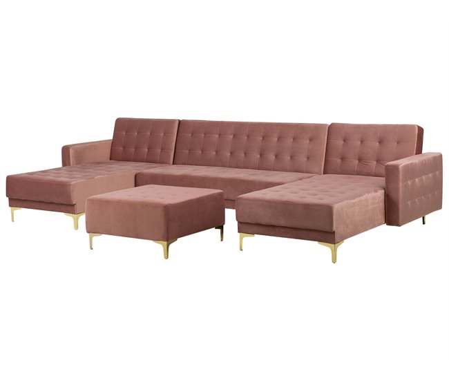 Beliani Sofá-cama Veludo ABERDEEN Areia