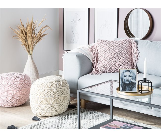Beliani Almofada decorativa YANIKLAR Rosa Talco