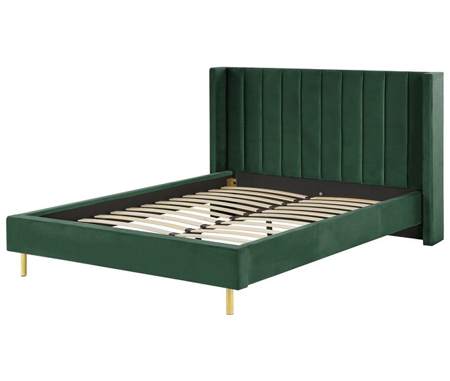 Beliani Cama Terciopelo VILLETTE 185x222 Bege