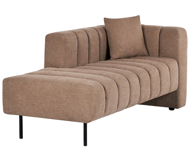 Beliani Chaise longue direita Poliéster LANNILS Castanho Claro