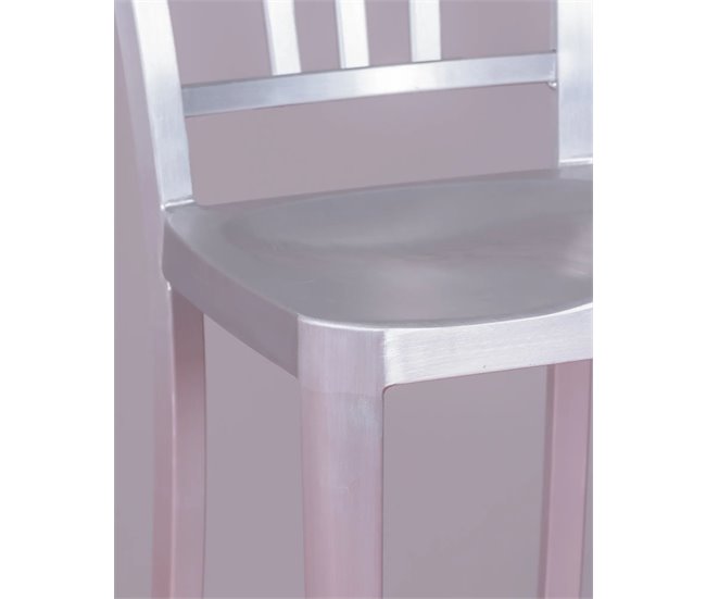 Banqueta de metal com encosto alto - Navi Army AlumÍnio