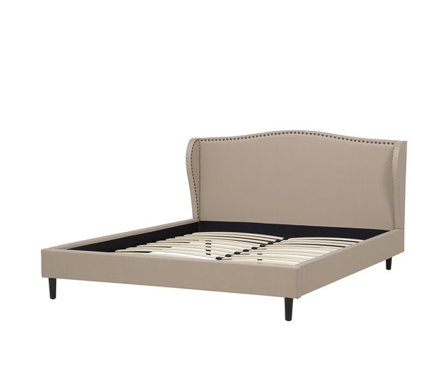 Beliani Cama com estrado Poliéster COLMAR 170x215 Areia