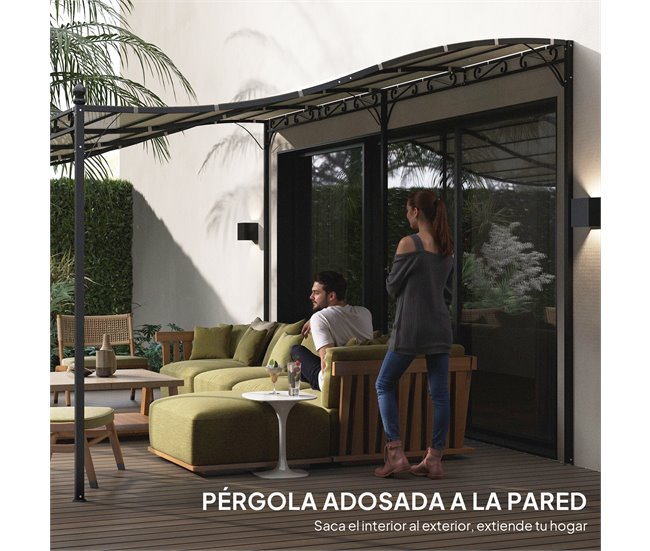 Pérgola Metal Outsunny, varanda e jardim - estructuras externas Cru