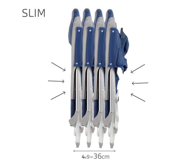 Aktive Pack 2 cadeiras de praia dobráveis multiposições Slim Azul