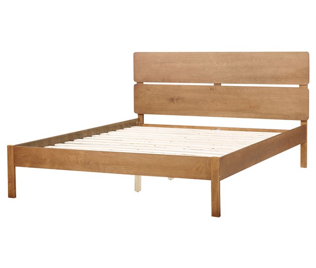 Beliani Cama com estrado Madeira de seringueira BOISSET 165x205 Madeira
