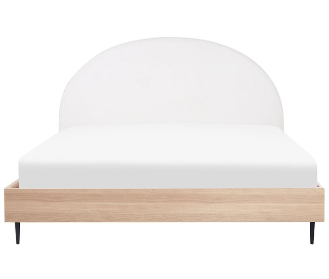 Beliani Cama com estrado Poliéster MILLAY 196x211 Branco/ Bege