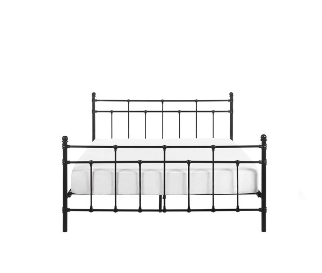 Beliani Cama com estrado Metal LYNX 161x209 Preto