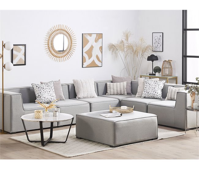 Beliani Conjunto lounge AREZZO Cinza Claro