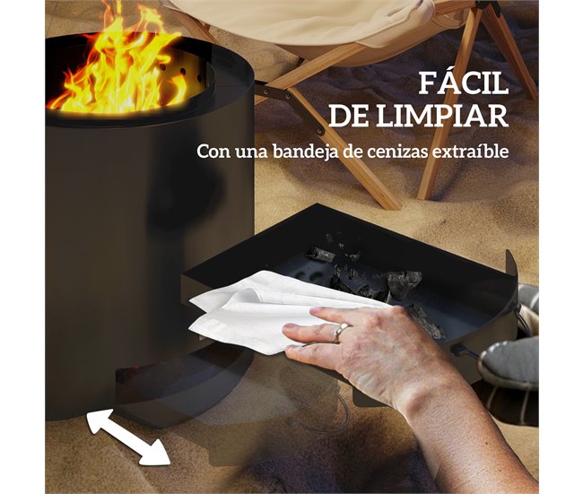 Braseiro Exterior Aço Outsunny Preto