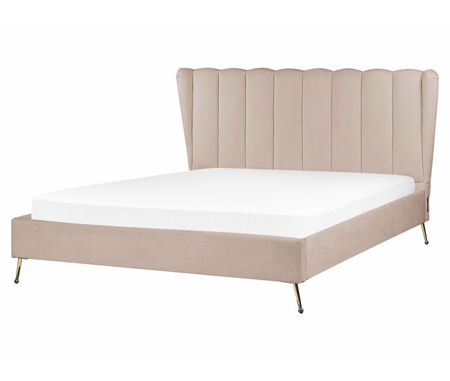 Beliani Cama Terciopelo MIRIBEL 187x218 Bege