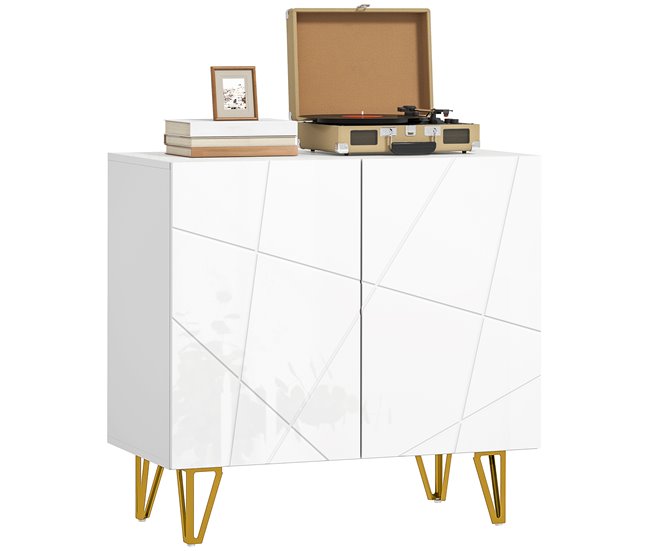 Aparador Melamina de Madeira e Metal HOMCOM Branco