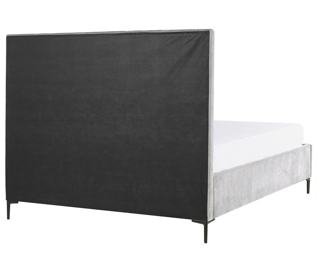 Beliani Cama com estrado Veludo SEZANNE 190x215 Azul Marino