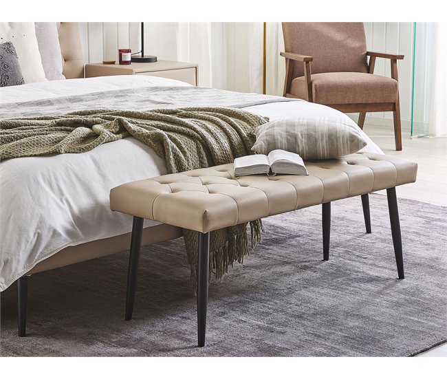 Beliani Banco de cama Piel sintética ESSONNE 104x43 Bege